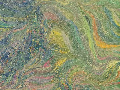 Abstract swirls of colored brushstrokes dispersing like ink in water