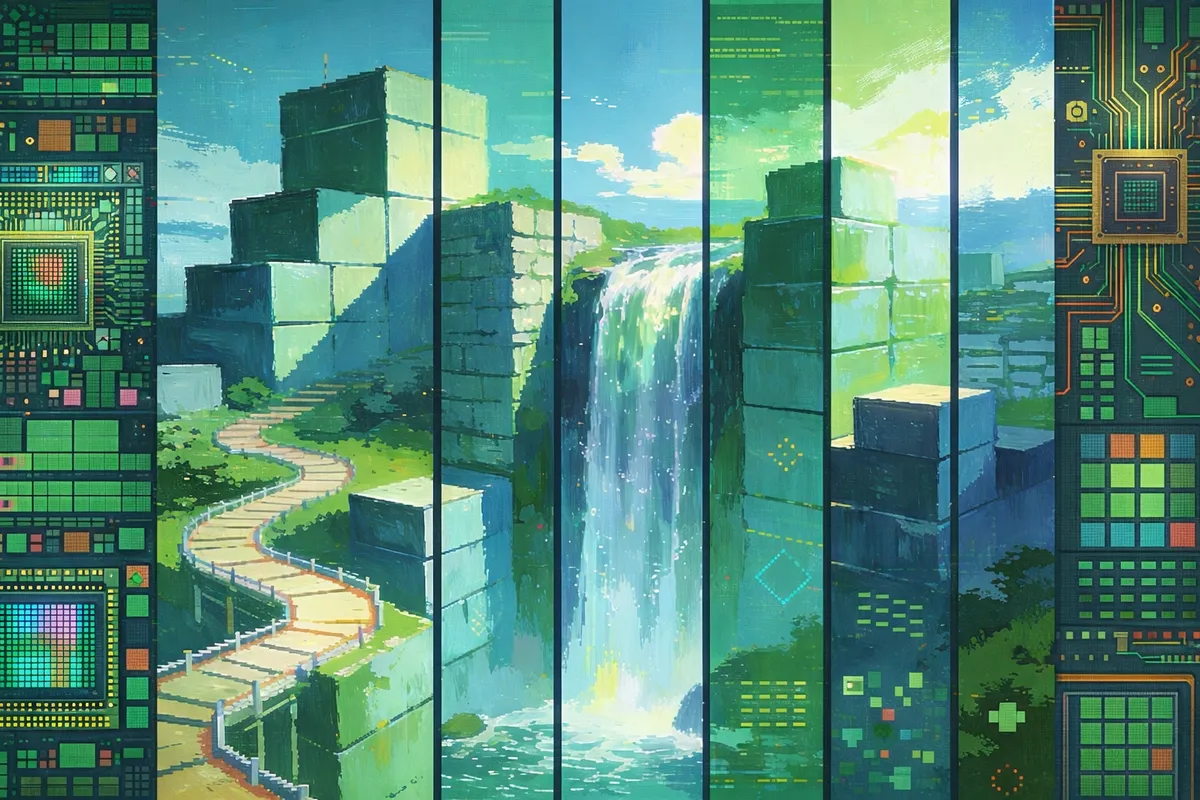 Green ripples abstract art