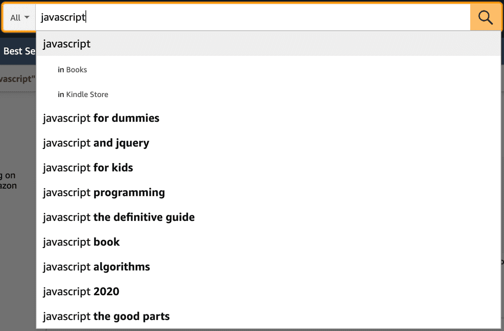 Amazon autocomplete experience