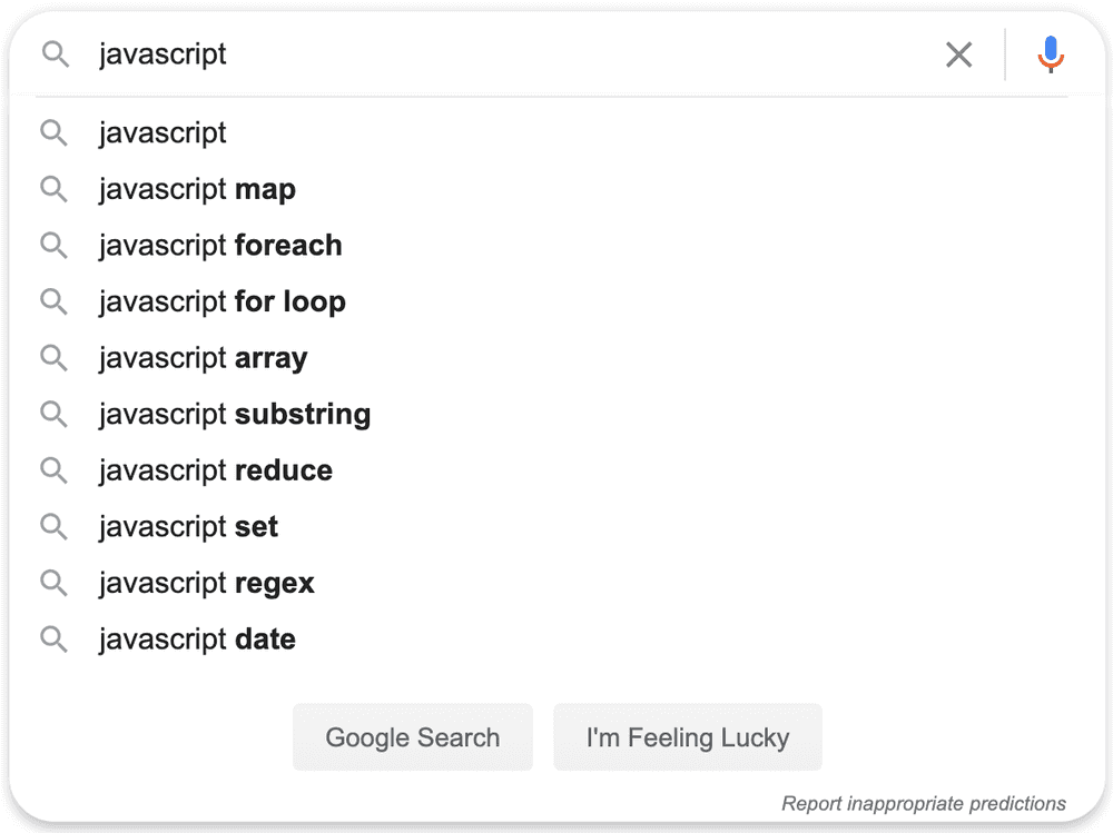Google autocomplete experience